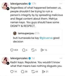 Defense tweets of Lexi Gonzales